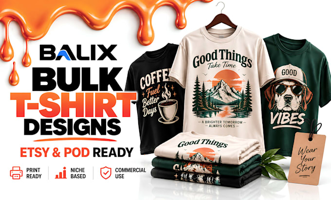 create bulk tshirt designs for etsy pod