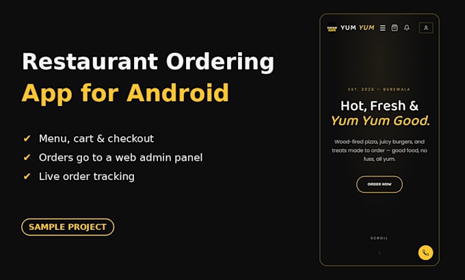 develop a restaurant website, pos app, and admin panel