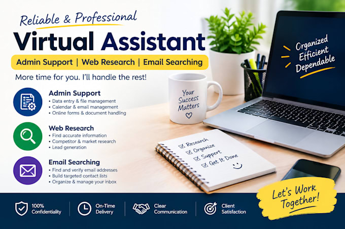 be your virtual assistant for admin support tasks, web research, email searching
