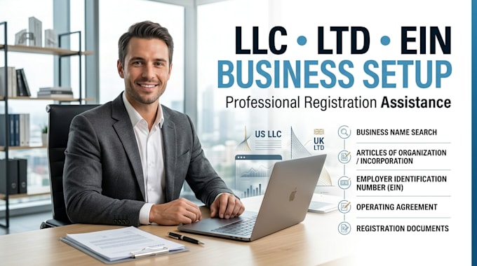 assist with llc formation, ltd registration, ein and business setup
