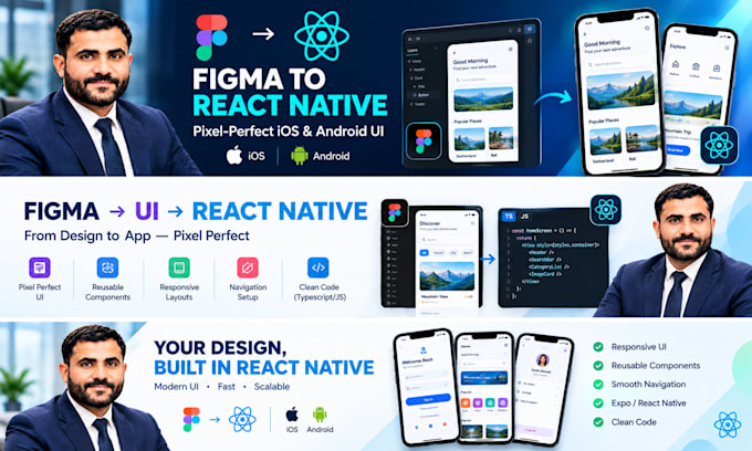 convert figma design to react native app UI for ios and android