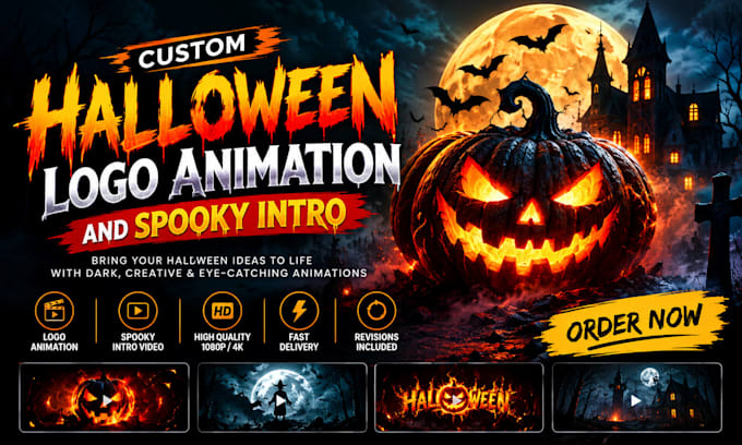 create halloween horror logo animation and spooky intro