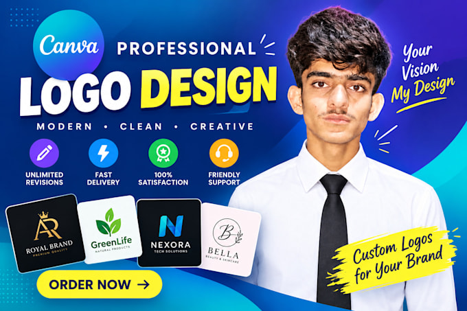 Design a modern editable canva logo and brand identity by ...
