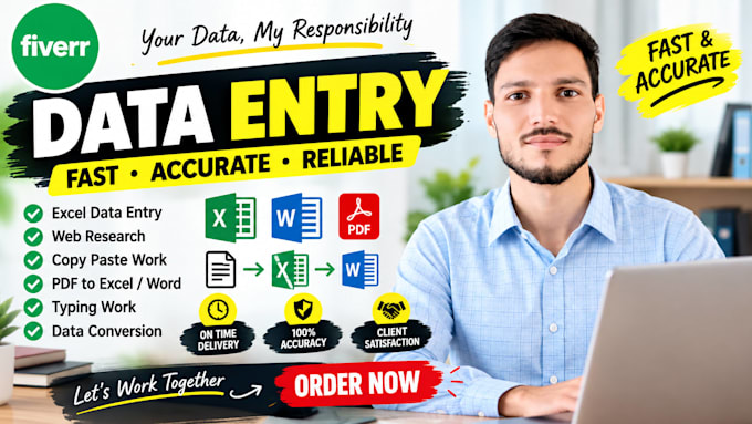 do accurate data entry, excel, copy paste and web research