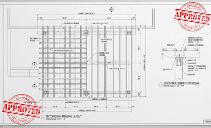 draft patio pergola deck framing plans and construction drawings