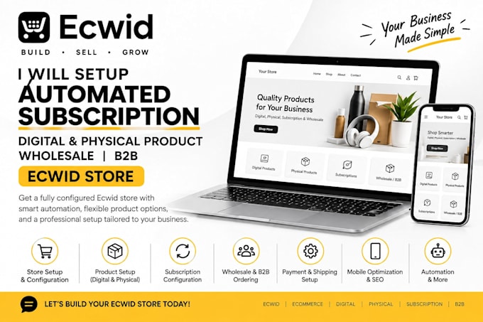 setup automated subscription digital physical product wholesale b2b ecwid store