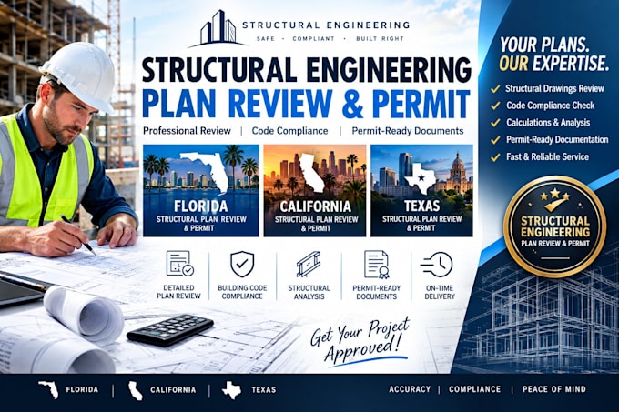 do florida, california, texas structural engineering plan review and permit
