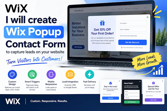 create wix popup form contact form to capture
