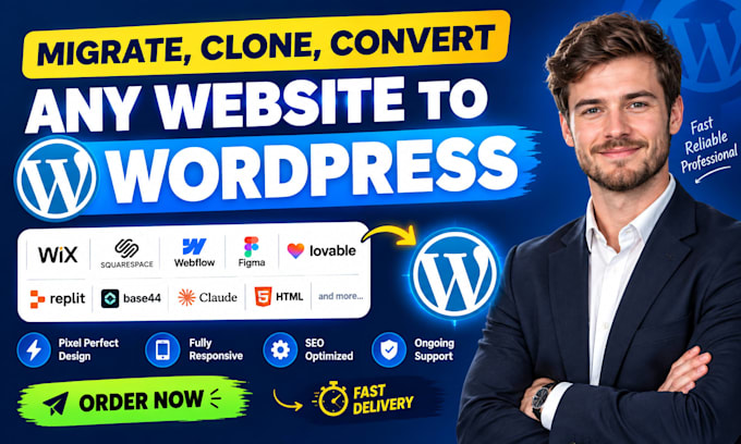 migrate ai website, lovable, wix to wordpress, clone and convert website