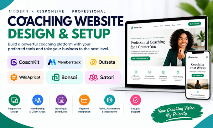 design coachkit memberstack outseta wildapricot bonsai satori coaching website