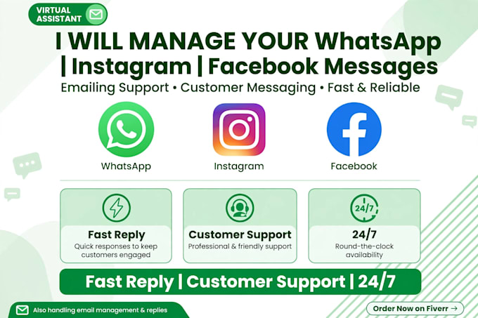 manage whatsapp instagram facebook as virtual assistant