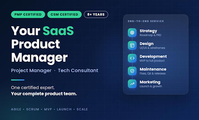 be your pmp certified saas product manager, project manager and tech consultant