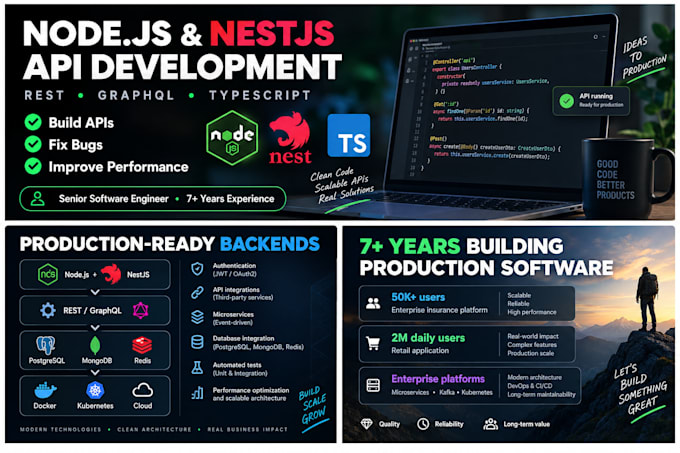 build or fix your node js nestjs rest or graphql API