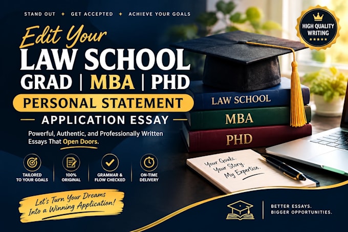 edit your law school grad MBA,phd, personal statement, application essay
