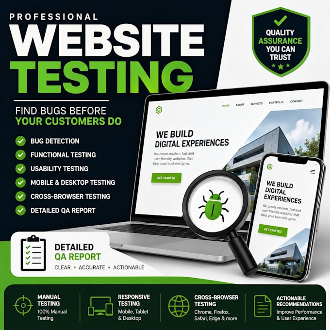 test your website for bugs, usability and functionality