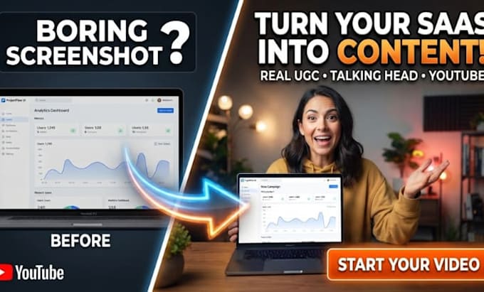 create saas ugc talking head videos for youtube