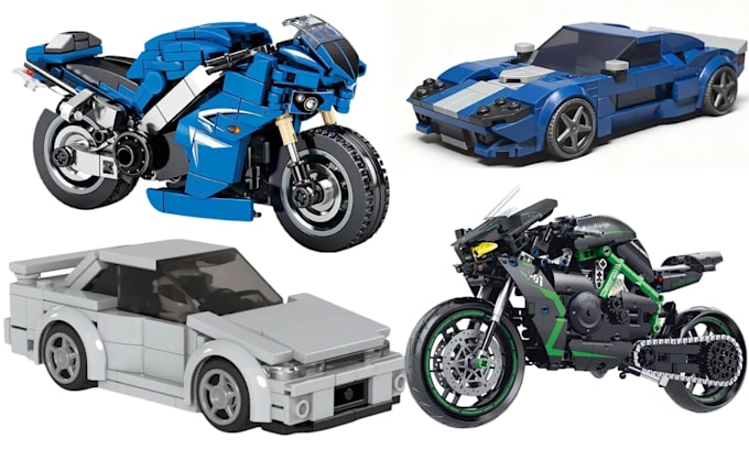 create custo lego technic car, bike, ship and vehicle