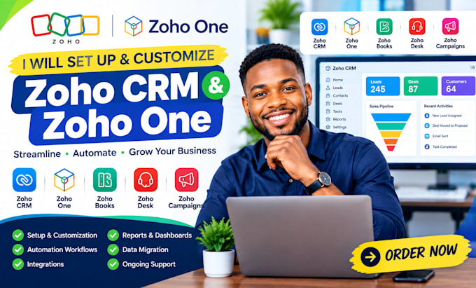 set up and customize zoho CRM, zoho one