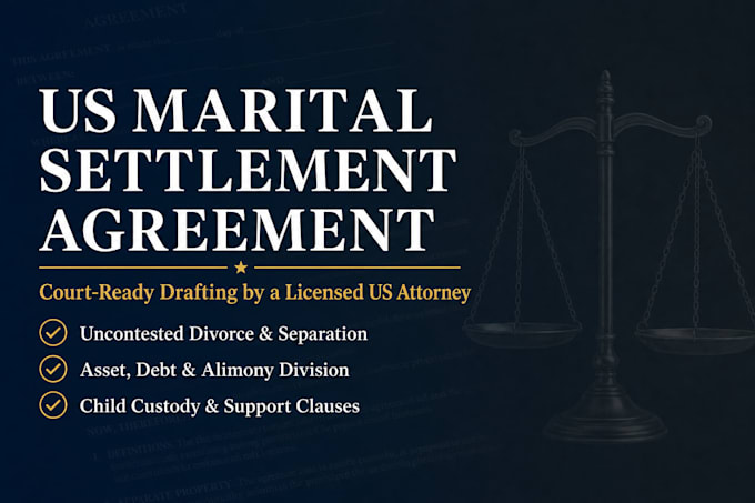draft comprehensive US marital settlement or divorce agreement