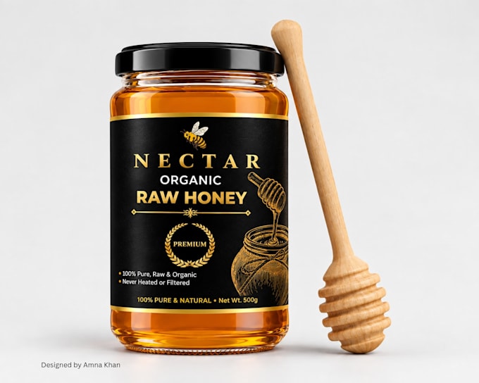 design premium organic honey jar packaging and label design