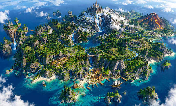 build custom minecraft map spawn lobby hub realistic terrain as worldpainter