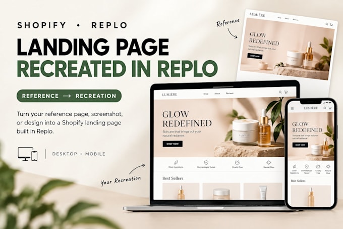 recreate your shopify landing page in replo