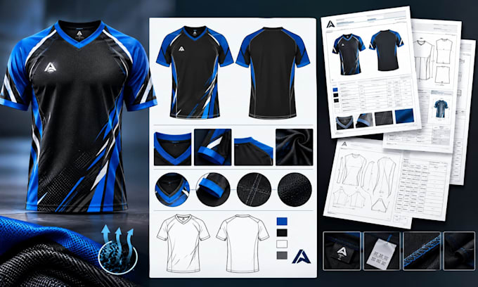 create a jersey tech pack for clear manufacturer communication