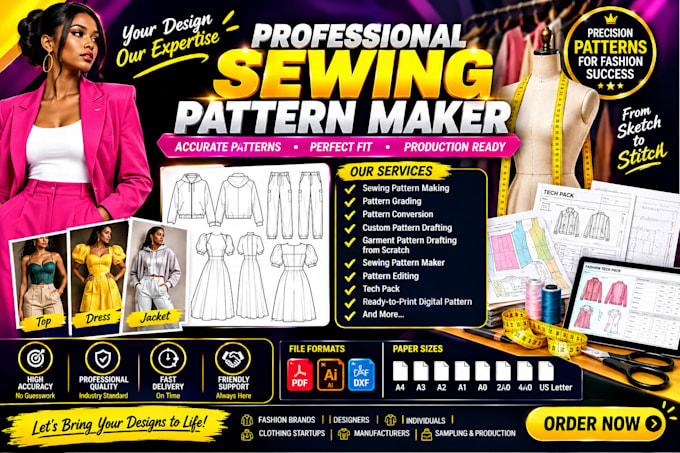 create digital sewing pattern maker grade for custom sewing patterns garment pdf