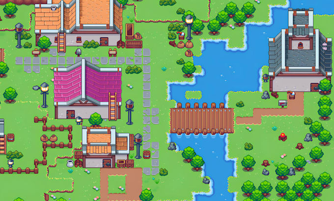 create pixel art tileset pixel environment game assets top down game environment