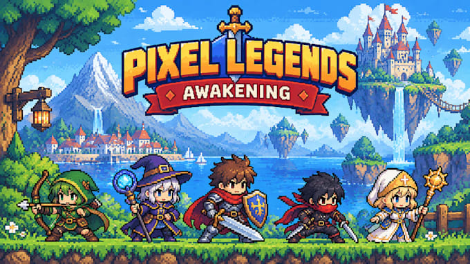 create a pokemon style sprite sheet, pixel art sprites, prop and 2d game assets