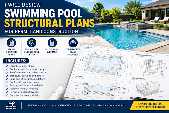design swimming pool structural plans for permit and construction