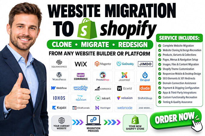 website migration migrate wix godaddy magento squarespace jimdo duda to shopify