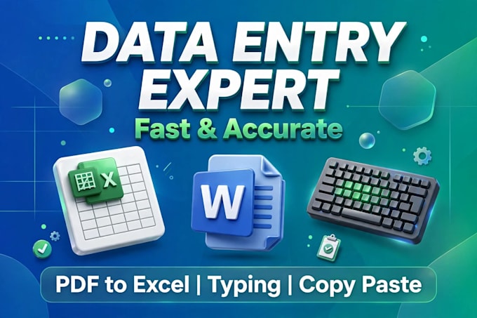 do fast accurate data entry, typing, PDF to excel and copy paste work