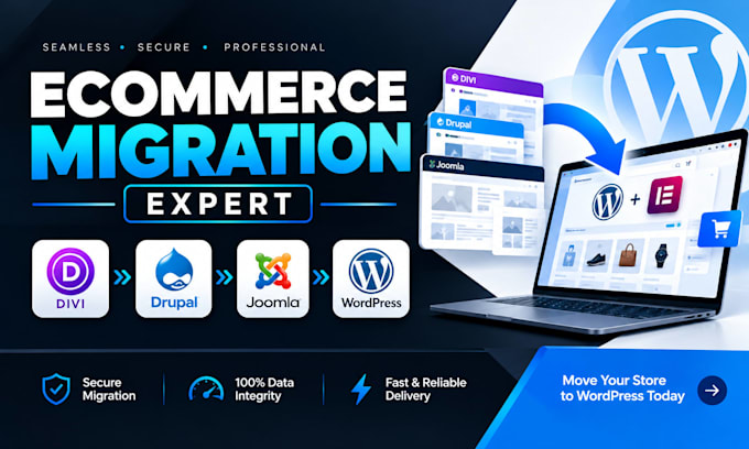 migrate divi drupal joomla to wordpress elementor ecommerce website migration