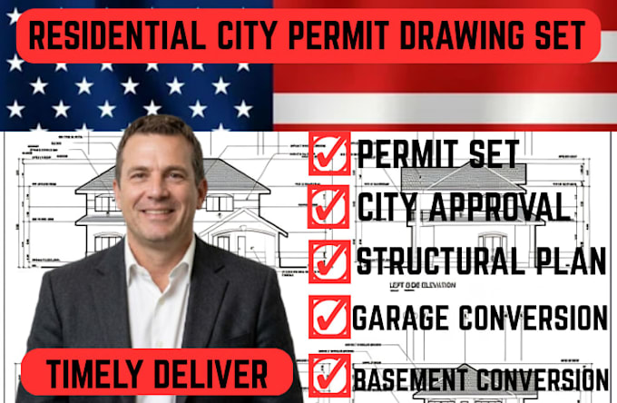 create city permit drawing set for garage, basement, workshop carport conversion