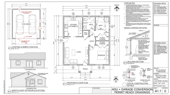 prepare permit ready adu and garage conversion drawing sets