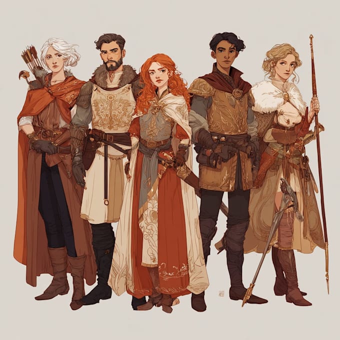 design an your dnd group party illustration
