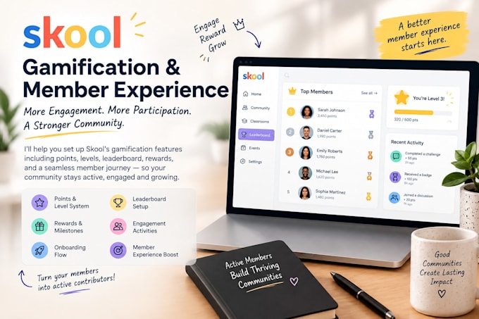 set up your skool gamification, levels,and member experience