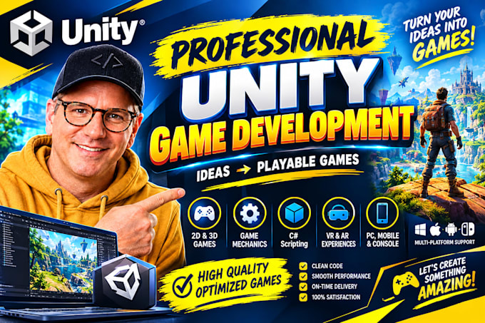 do unity 2d or 3d game development, gameplay, UI mobile or PC game development