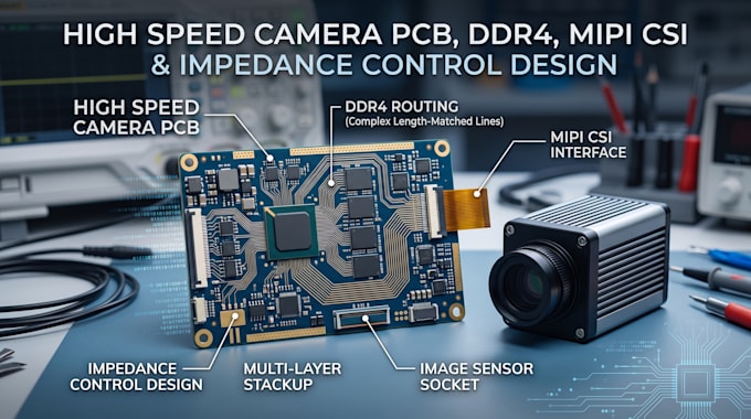 high speed camera pcb, ddr4 routing, mipi csi and impedance control design