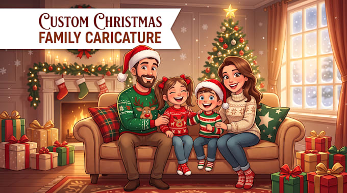 draw custom christmas illustrations and caricatures