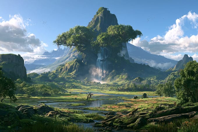 draw detailed fantasy forest or castle background