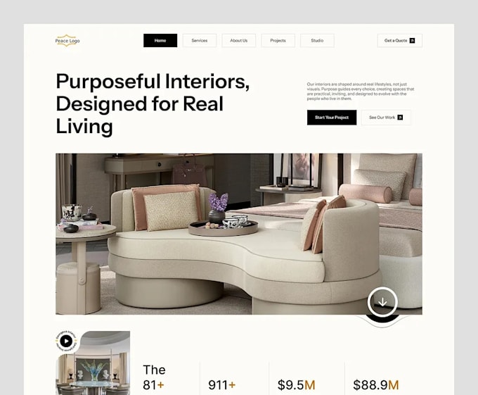 design interior minimalist website, interior design website home decor website