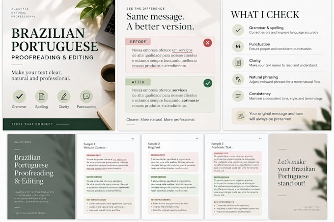proofread and edit your brazilian portuguese text
