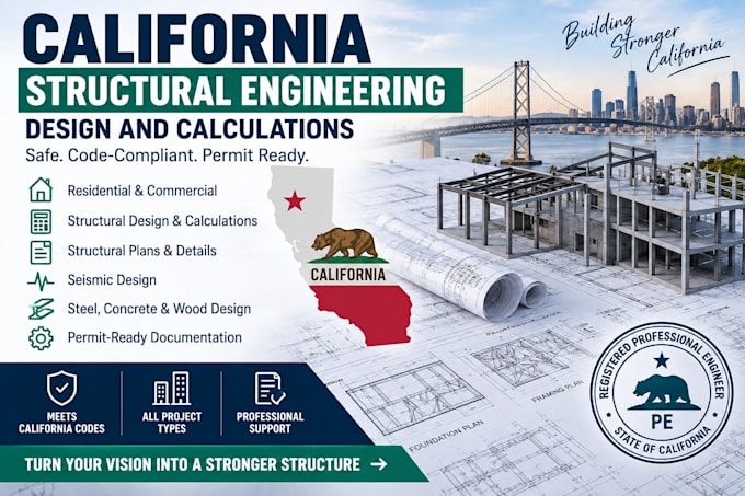 provide california structural engineering design and calculations