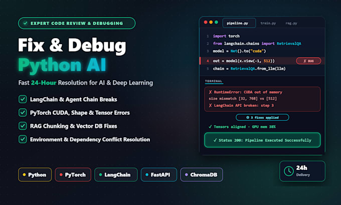 debug and fix your python ai, langchain, or pytorch code