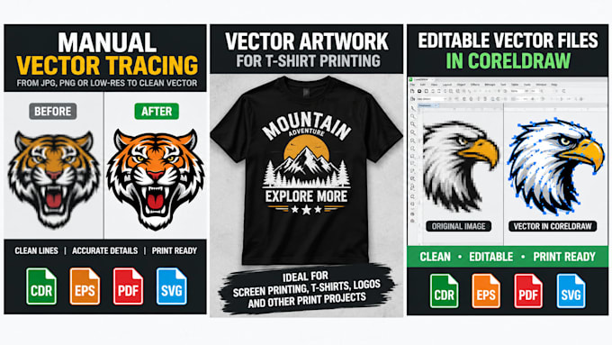 manually vectorize your design for screen printing