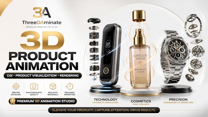 create 3d product animation, product visualization, cgi rendering and design