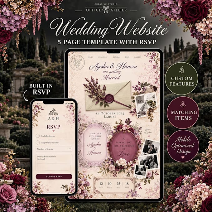 create a luxury animated wedding invitation website in canva
