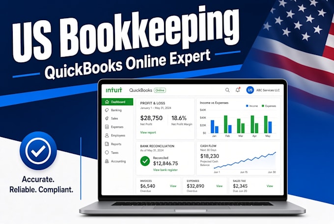 do US bookkeeping using quickbooks online